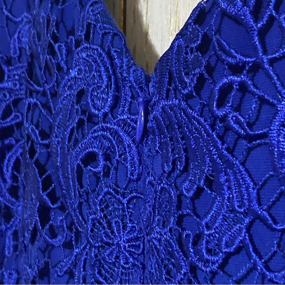 Lauren Ralph Lauren Royal Blue Midi Lined Floral Lace Cocktail Dress - Picture 14 of 14